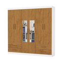 Ver imagem 3 de Guarda-Roupa 6 Portas 4 Gavetas com Espelho Infantil Perola Marrom/Branco/Cinamomo