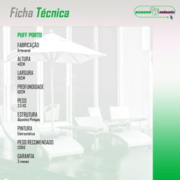 Puff Porto para Área Externa em Alumínio e Corda Náutica Preto - 2
