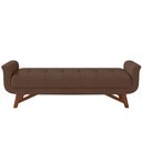 Ver imagem 3 de Puff Recamier Decorativo com Pés em Madeira 140 Cm Itália Veludo Marrom - Lyam Decor