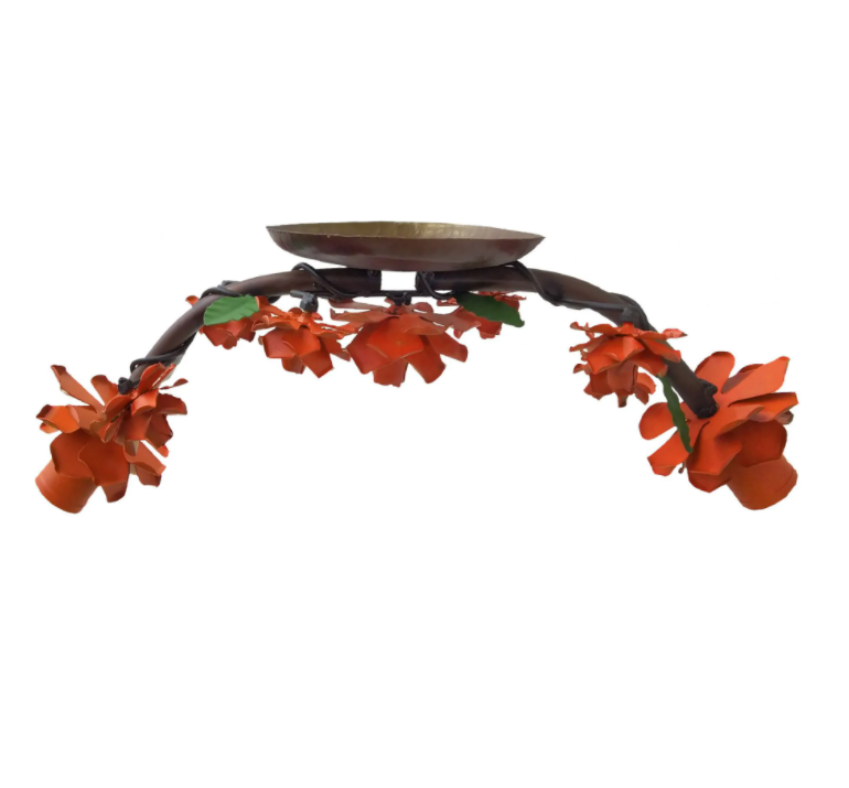 Arandela Rustica Decorativa Floral Para Interior Libertas Rosas Artesanato Plafon Verniz - 4