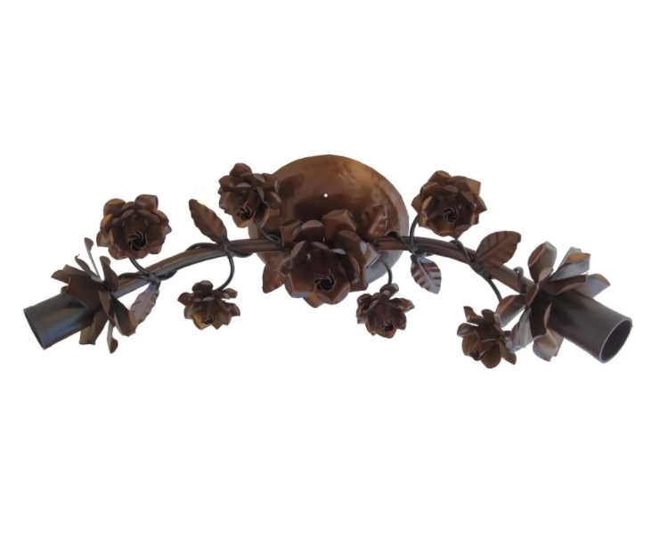 Arandela Rustica Decorativa Floral Para Interior Libertas Rosas Artesanato Plafon Verniz - 7