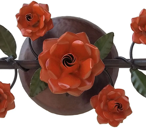 Arandela Rustica Decorativa Floral Para Interior Libertas Rosas Artesanato Plafon Verniz - 5