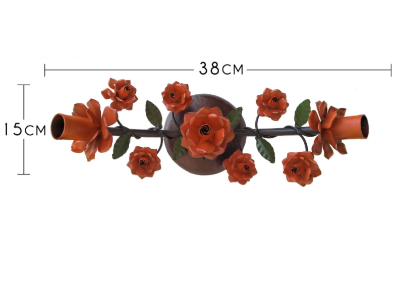 Arandela Rustica Decorativa Floral Para Interior Libertas Rosas Artesanato Plafon Verniz - 2