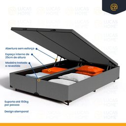 Cama Box Baú com Colchão de Espuma D33 Pillow Top Maxx Queen 158cm - 3