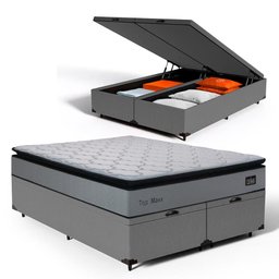 Cama Box Baú com Colchão de Espuma D33 Pillow Top Maxx Queen 158cm - 4