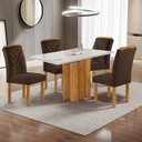 Ver imagem 1 de Conjunto Mesa Lorena 120cmx80cm com 4 Cadeiras Carolina Tampo Dakota Plus com Vidro