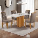 Ver imagem 1 de Conjunto Mesa Lorena 120cmx80cm com 4 Cadeiras Carolina Tampo Dakota Plus com Vidro