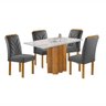 Conjunto Mesa Lorena 120cmx80cm com 4 Cadeiras Carolina Tampo Dakota Plus com Vidro - 15