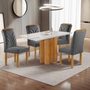 Ver imagem 1 de Conjunto Mesa Lorena 120cmx80cm com 4 Cadeiras Carolina Tampo Dakota Plus com Vidro
