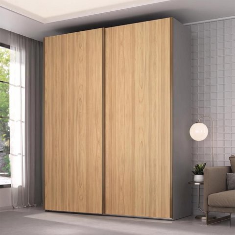 Guarda Roupa Veneto em MDF 183x230cm 2 Portas Cinza/Olmo 1001