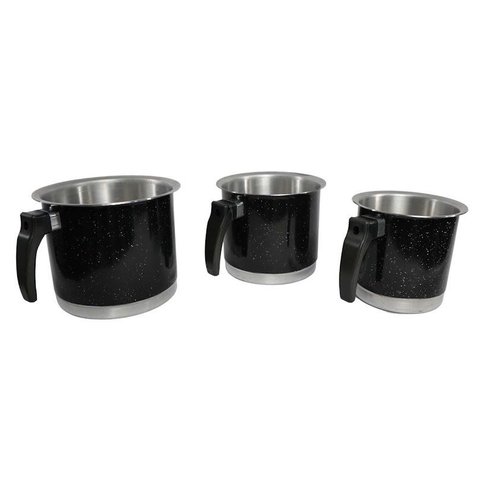 Kit Canecão Fervedor Leiteira Preto Alumínio 14 a 18cm