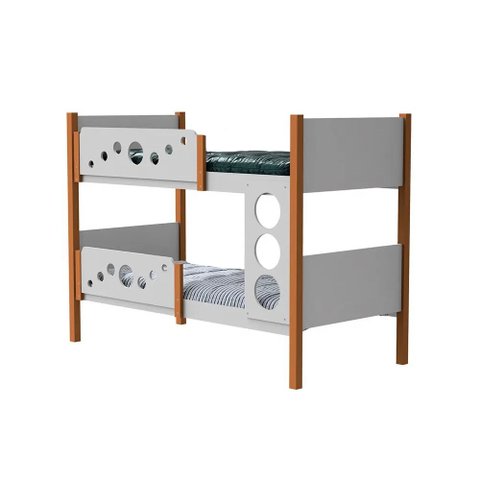 Beliche Infantil Solteiro Star Divaloto Móveis com 2 Colchões + Lousa Mágica - Branco Mel