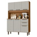 Ver imagem 1 de Armário para Cozinha Kit Pop 120 Cm 6 Portas 2 Gavetas Cinamomo Areia Fosco - Zanzini