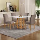 Ver imagem 1 de Conjunto Sala de Jantar 4 Lugares Quadrada 90x90 Tampo de Vidro/MDF Mesa Carolina e Cadeiras Espanha