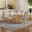 Ver imagem 1 de Conjunto Sala de Jantar 4 Lugares Quadrada 90x90 Tampo de Vidro/MDF Mesa Carolina e Cadeiras Espanha