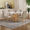 Conjunto Sala de Jantar 4 Lugares Quadrada 90x90 Tampo de Vidro/MDF Mesa Carolina e Cadeiras Espanha - 1