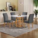 Ver imagem 1 de Conjunto Sala de Jantar 4 Lugares Quadrada 90x90 Tampo de Vidro/MDF Mesa Carolina e Cadeiras Espanha