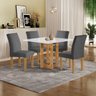 Conjunto Sala de Jantar 4 Lugares Quadrada 90x90 Tampo de Vidro/MDF Mesa Carolina e Cadeiras Espanha - 1