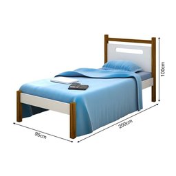 Cama de Solteiro Design Eloa Branco com Mel - Cor: Branco - 2
