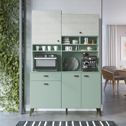 Armário de Cozinha Compacta 5 Portas Maya Casamia - Verde Bellagio e Snow - 1 Armário de Cozinha Compacta 5 Portas Maya Casamia - Verde Bellagio e Snow - 1