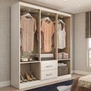 Ver imagem 3 de Guarda-roupa Solteiro Bali 6 Portas 2 Gavetas Branco - Panorama Móveis