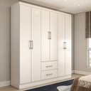 Ver imagem 1 de Guarda-roupa Solteiro Bali 6 Portas 2 Gavetas Branco - Panorama Móveis