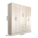 Ver imagem 5 de Guarda-roupa Solteiro Bali 6 Portas 2 Gavetas Branco - Panorama Móveis