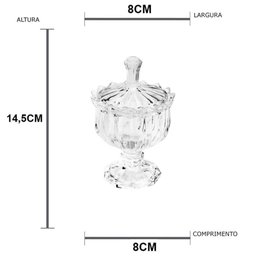 Kit 3 Potiche de Cristal com Pé Baleiro Bomboniere Decorativo Transparente Lyor - 2
