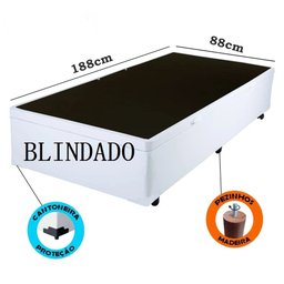 Cama Box Baú Solteiro Blindado Sintético Branco - 2