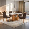 Conjunto Mesa Elis 120cmx90cm com 4 Cadeiras Luisa Tampo Slim Plus com Vidro - 1