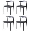 Ver imagem 1 de Kit 4 Cadeiras Cora Rivatti em Polipropileno Preto e Assento Estofado em Pu Preto