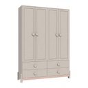Ver imagem 2 de Guarda-Roupa Infantil 4 Portas 4 Gavetas MDF Luna Bege/Areia/Rose