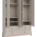 Ver imagem 5 de Guarda-Roupa Infantil 4 Portas 4 Gavetas MDF Luna Bege/Areia/Rose