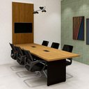 Ver imagem 2 de Mesa Escritório p/ Reunião 2,70m e Painel TV MDF F5 Office Cor:Freijó com Preto