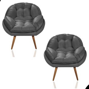 Kit 2 Poltrona California para Sala Veludo Amamentação Papai