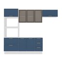 Ver imagem 2 de Cozinha Compacta Amara 8 Portas 4 Gavetas com Vidro 40250780 Azul/branco - Politorno
