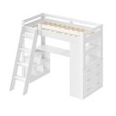 Ver imagem 2 de Cama Infantil Alta com Escrivaninha Crrui CAM007 6 Gavetas Grade de Proteção MDP Branco Fosco