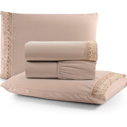 Jogo de Lençol Cama King 4 peças 100% Algodão Percal 200 Fios Gippir:Cinza - 5