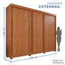 Ver imagem 4 de Guarda-Roupas 3 Portas 6 Gavetas com Pés Dinamarca Marrom/Cinamomo