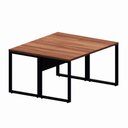 Ver imagem 2 de Plataforma de Trabalho 1,20 m X 1,20 m 2 Lugares Pés Metal 100% MDF F5 Office Cor:Nogal com Preto