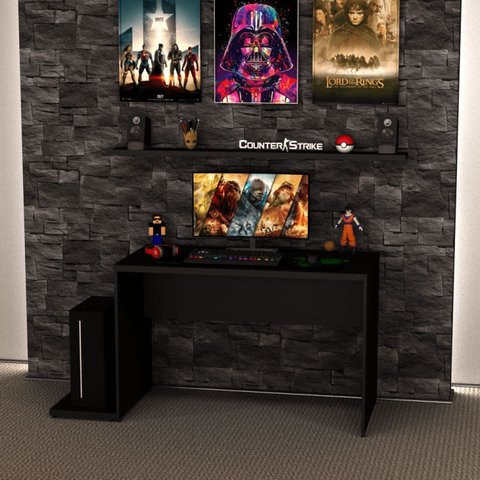 Mesa para Computador Gamer Escritório 120cm Preto