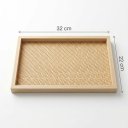 Ver imagem 2 de Bandeja Decorativa Estilo Rattan Retangular para Sala Lavabo e Café:Bege