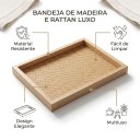 Ver imagem 5 de Bandeja Decorativa Estilo Rattan Retangular para Sala Lavabo e Café:Bege