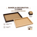 Ver imagem 3 de Bandeja Decorativa Estilo Rattan Retangular para Sala Lavabo e Café:Bege