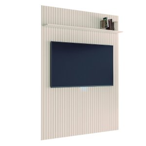 Painel para Tv até 55 Polegadas Ripado com Prateleira Arbo 1,35x2,40m Off White Edn