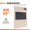 Ver imagem 6 de Painel para Tv até 55 Polegadas Ripado com Prateleira Arbo 1,35x2,40m Off White Edn