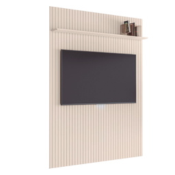 Painel para Tv até 55 Polegadas Ripado com Prateleira Arbo 1,35x2,40m Off White Edn - 1 Painel para Tv até 55 Polegadas Ripado com Prateleira Arbo 1,35x2,40m Off White Edn - 1