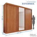 Ver imagem 4 de Guarda-Roupas 3 Portas 6 Gavetas com Espelho Dinamarca Marrom/Cinamomo