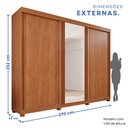 Ver imagem 4 de Guarda-Roupas 3 Portas 6 Gavetas com Pés com Espelho Dinamarca Marrom/Cinamomo