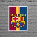 Ver imagem 1 de Quadro Decorativo Barcelona Futebol Clube 45x34cm - com vidro:Madeira branca